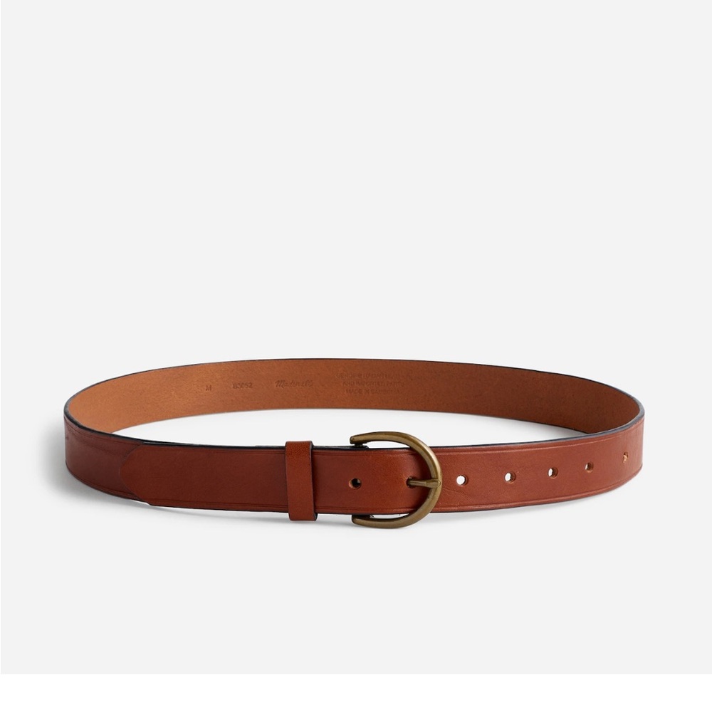 Madewell Brown Leather Belt with Gold Buckle - Medium